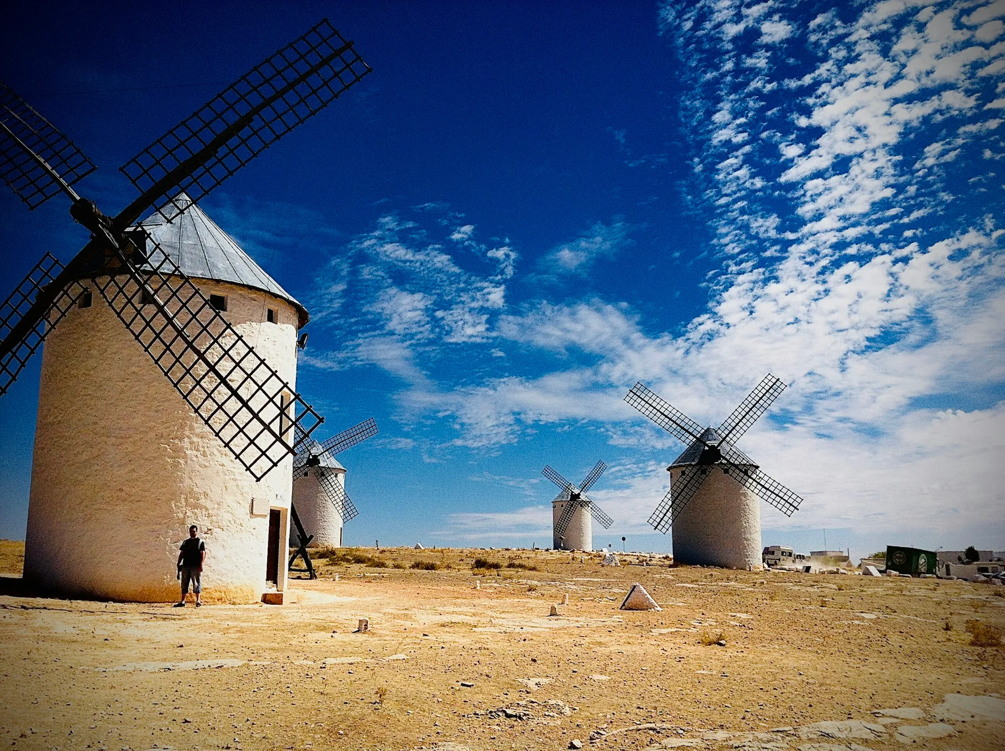 A white village building under a blue sky